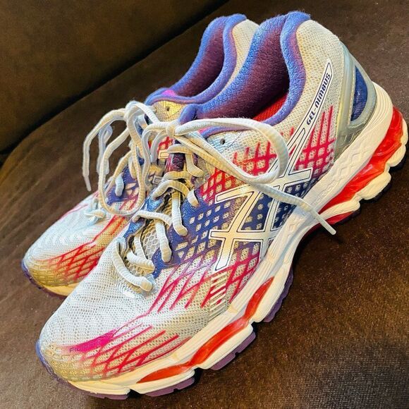 Asics GEL Nimbus 17 Light Grey Purple Ruby Red Womens running 7 US 38 EUR - Picture 3 of 10